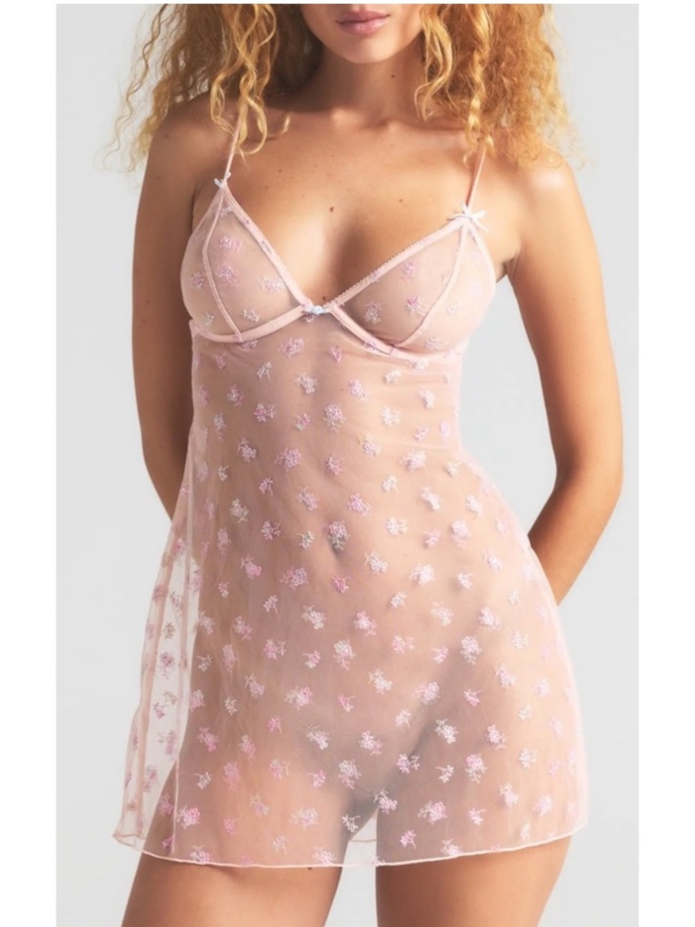 SKIMS NWT Spring Intimates Underwire Tulle Slip Dress - Primrose